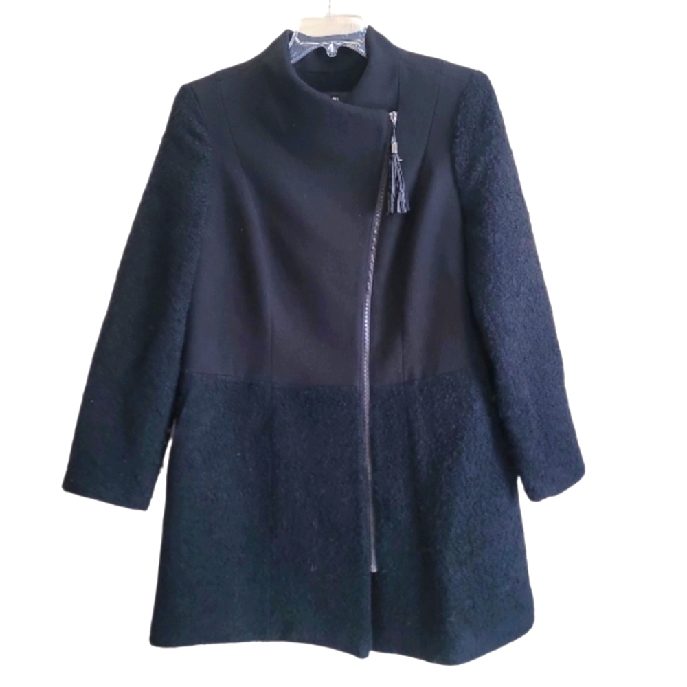 Alfani Womens Woolblend Black Winter Coat Size Medium
